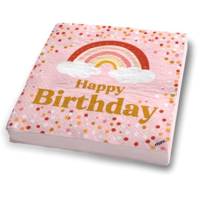 BOHO NAPKINS PINK RAINBOW & MESAGE BOHO NAPKINS FOR KIDS AND ADULTS 20 PIECES 33X33CM MADE IN EUROPE - Image 2